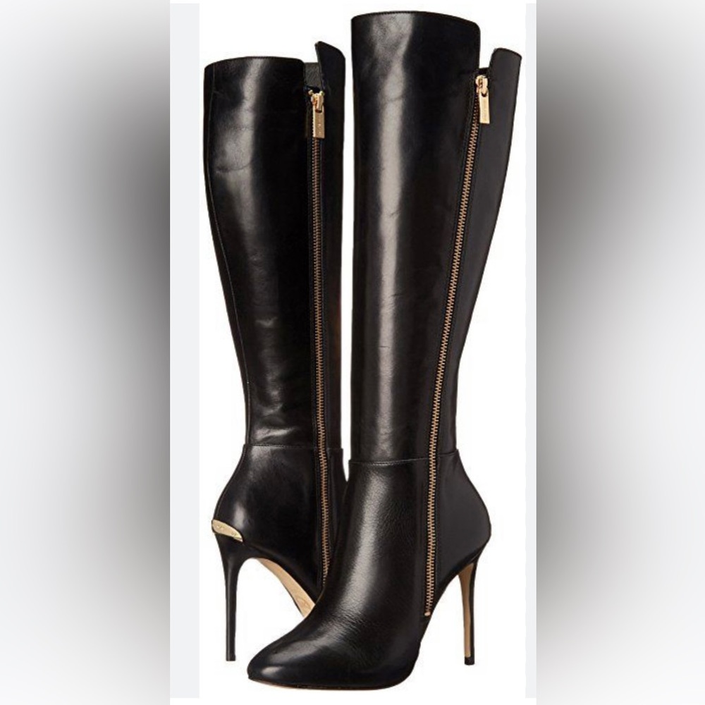 Michael Kors Clara Leather Boot Size 10M stilleto black